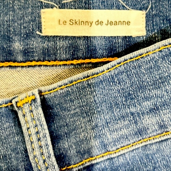 Frame Denim Le Skinny de Jeanne distressed frayed hem mid tone jeans USA size 26 - Picture 8 of 10